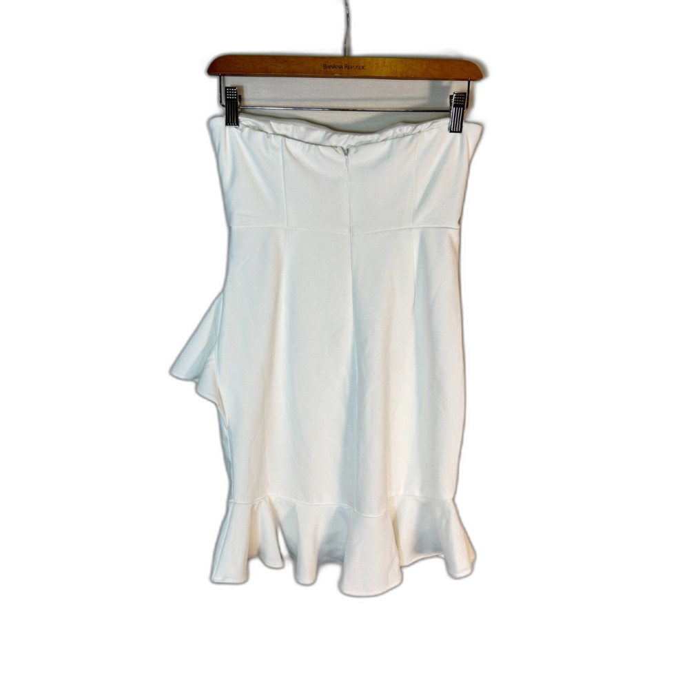 Selfie Leslie Women's NWOT Corby White Ruffle Strapless Bandeau Dress Size M - Picture 10 of 16
